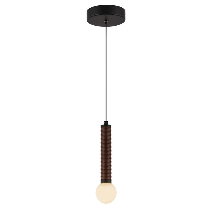Alora Mood ALM-ARDEN-LED-MP-MB Arden LED Mini Pendant Matte Black, Walnut Wood Veneer