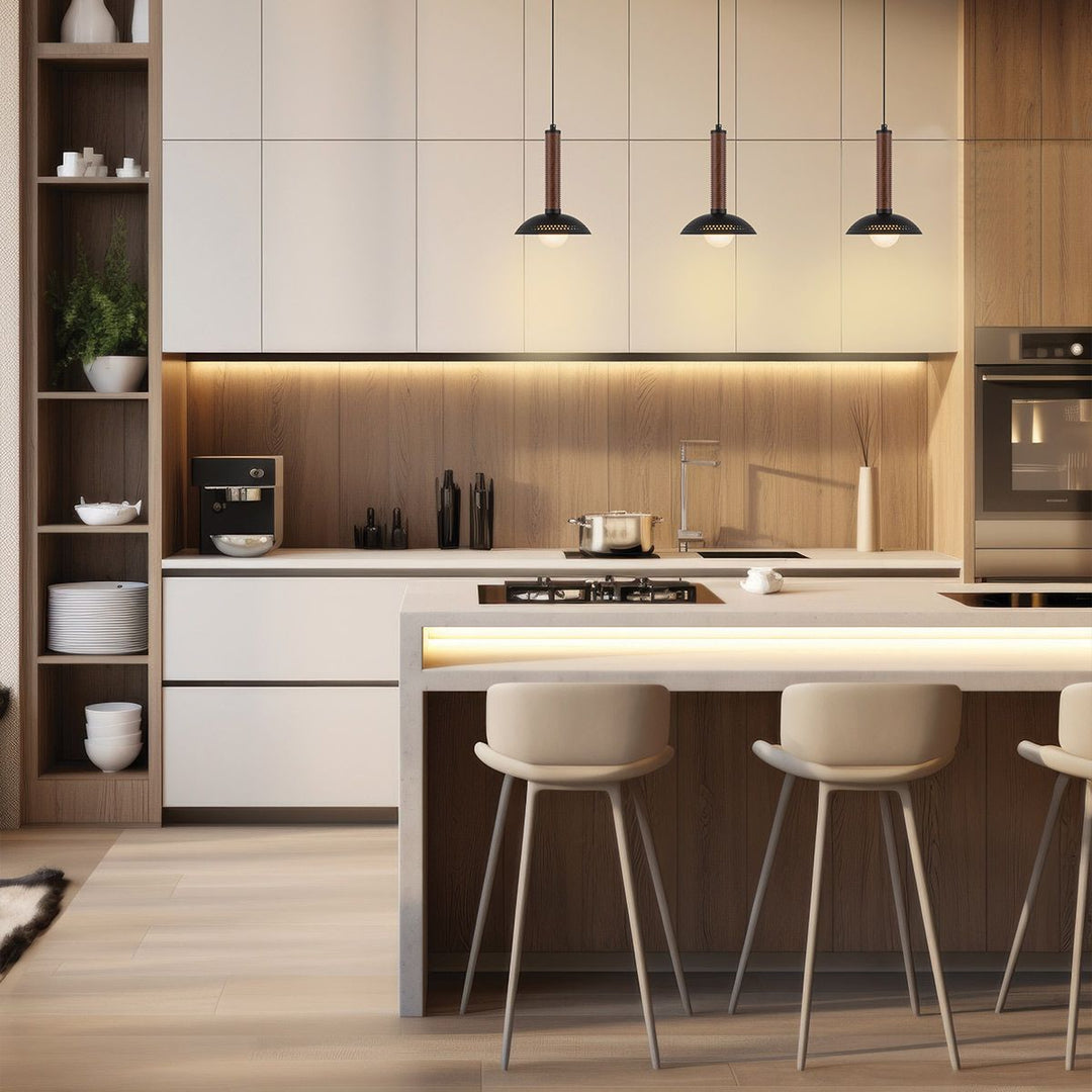 Alora Mood ALM-ARDEN-LED-MP-MB Arden LED Mini Pendant Matte Black, Walnut Wood Veneer