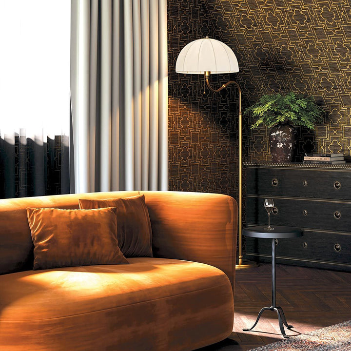 Alora Mood ALM-CROSBY-FL-BG Crosby 1 Light Floor Lamp Satin Cream &amp; Brushed Gold