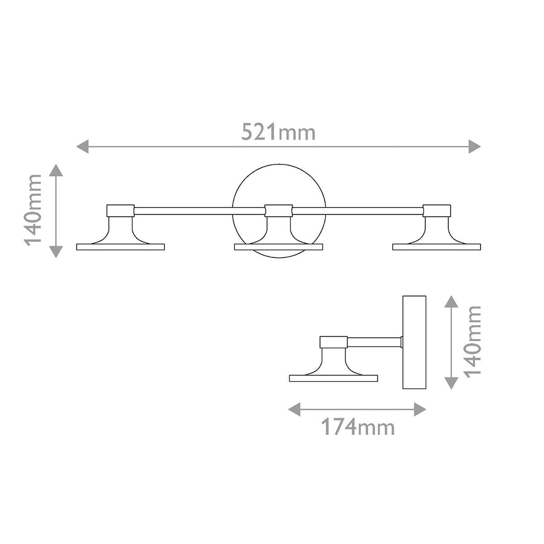 Alora Mood ALM-ISSA-3WB-BG Issa 3 Light LED  Bathroom Wall Light  Brushed Gold