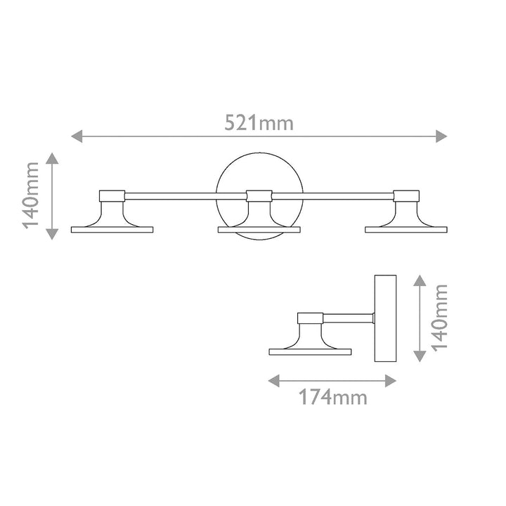 Alora Mood ALM-ISSA-3WB-BG Issa 3 Light LED  Bathroom Wall Light  Brushed Gold