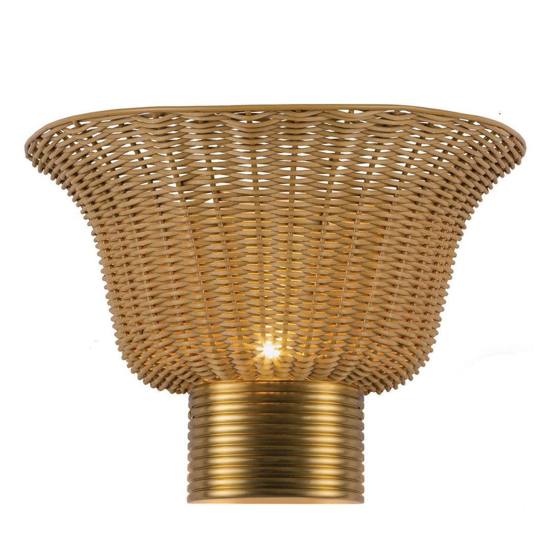 Alora Mood ALM-KAI-2WU-BG Kai 2 Light Wall Light  Brushed Gold &amp; Rattan