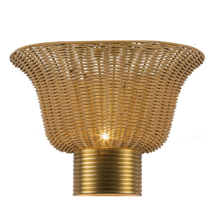 Alora Mood ALM-KAI-2WU-BG Kai 2 Light Wall Light  Brushed Gold &amp; Rattan