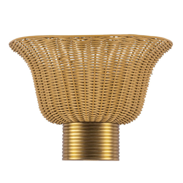 Alora Mood ALM-KAI-2WU-BG Kai 2 Light Wall Light  Brushed Gold &amp; Rattan