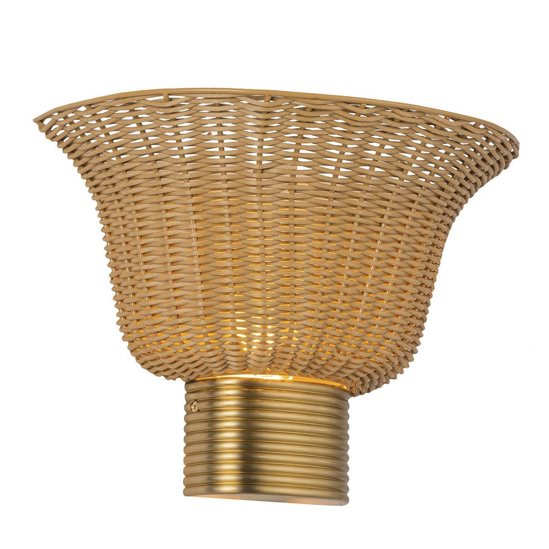 Alora Mood ALM-KAI-2WU-BG Kai 2 Light Wall Light  Brushed Gold &amp; Rattan