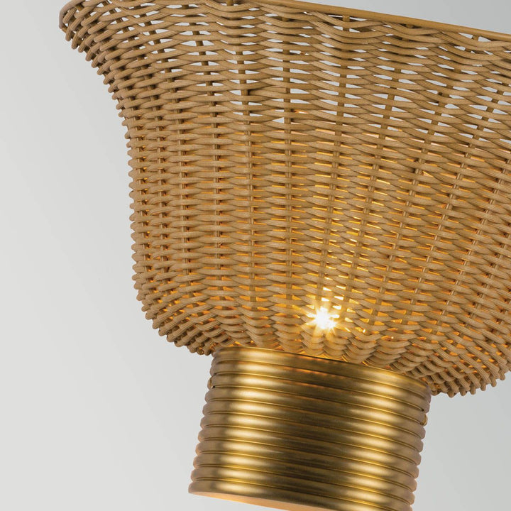 Alora Mood ALM-KAI-2WU-BG Kai 2 Light Wall Light  Brushed Gold &amp; Rattan