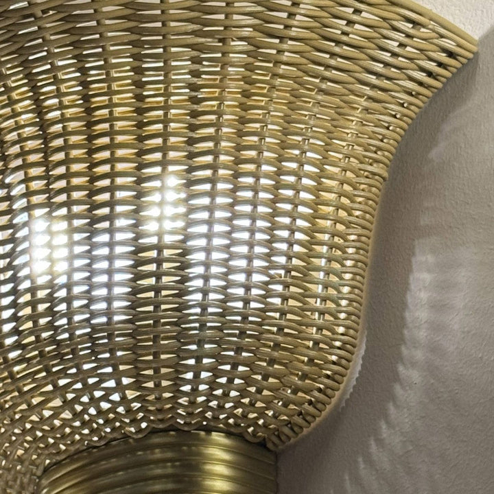 Alora Mood ALM-KAI-2WU-BG Kai 2 Light Wall Light  Brushed Gold &amp; Rattan
