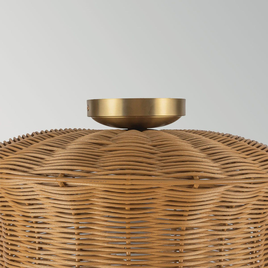 Alora Mood ALM-KAI-F-BG Kai 1 Light Flush Brushed Gold &amp; Rattan