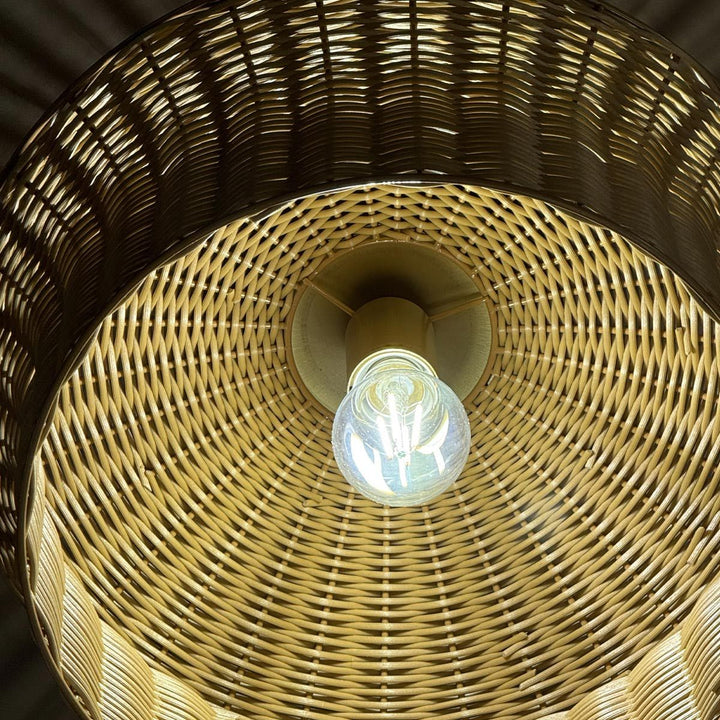 Alora Mood ALM-KAI-F-BG Kai 1 Light Flush Brushed Gold &amp; Rattan