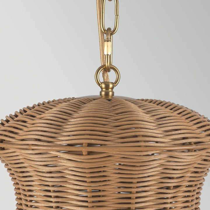 Alora Mood ALM-KAI-P-S-BG Kai 1 Light Small Pendant Brushed Gold &amp; Rattan