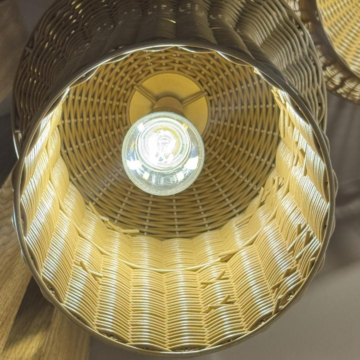 Alora Mood ALM-KAI-P-S-BG Kai 1 Light Small Pendant Brushed Gold &amp; Rattan