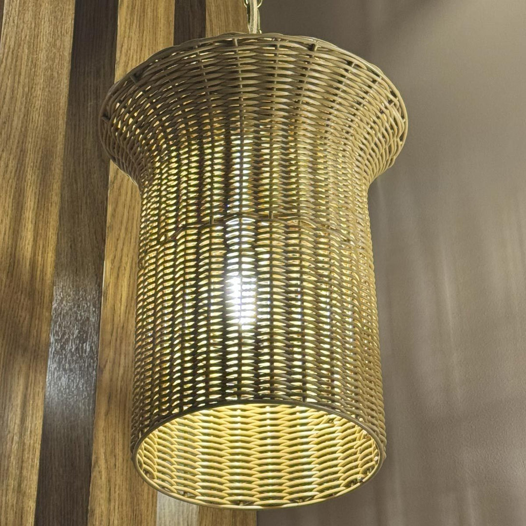 Alora Mood ALM-KAI-P-S-BG Kai 1 Light Small Pendant Brushed Gold &amp; Rattan