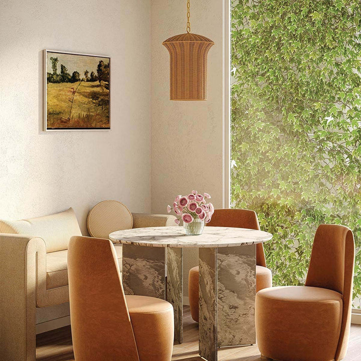 Alora Mood ALM-KAI-P-S-BG Kai 1 Light Small Pendant Brushed Gold &amp; Rattan