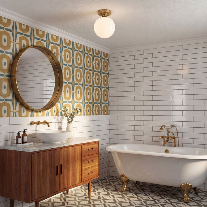 Alora Mood ALM-OTIS-F-BG-OP Otis  Bathroom 1 Light Flush Ceiling Brushed Gold