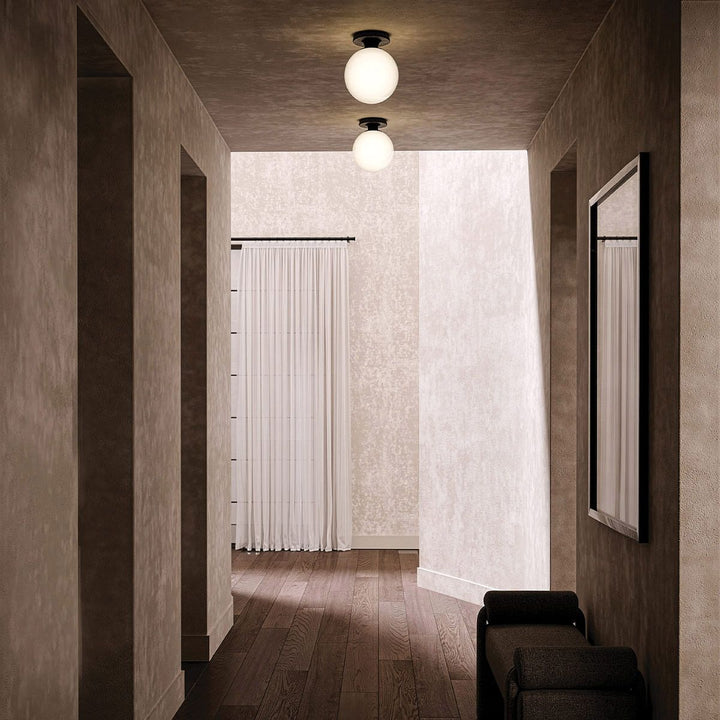 Alora Mood ALM-OTIS-F-MB-OP Otis  Bathroom 1 Light Flush Ceiling Matte Black