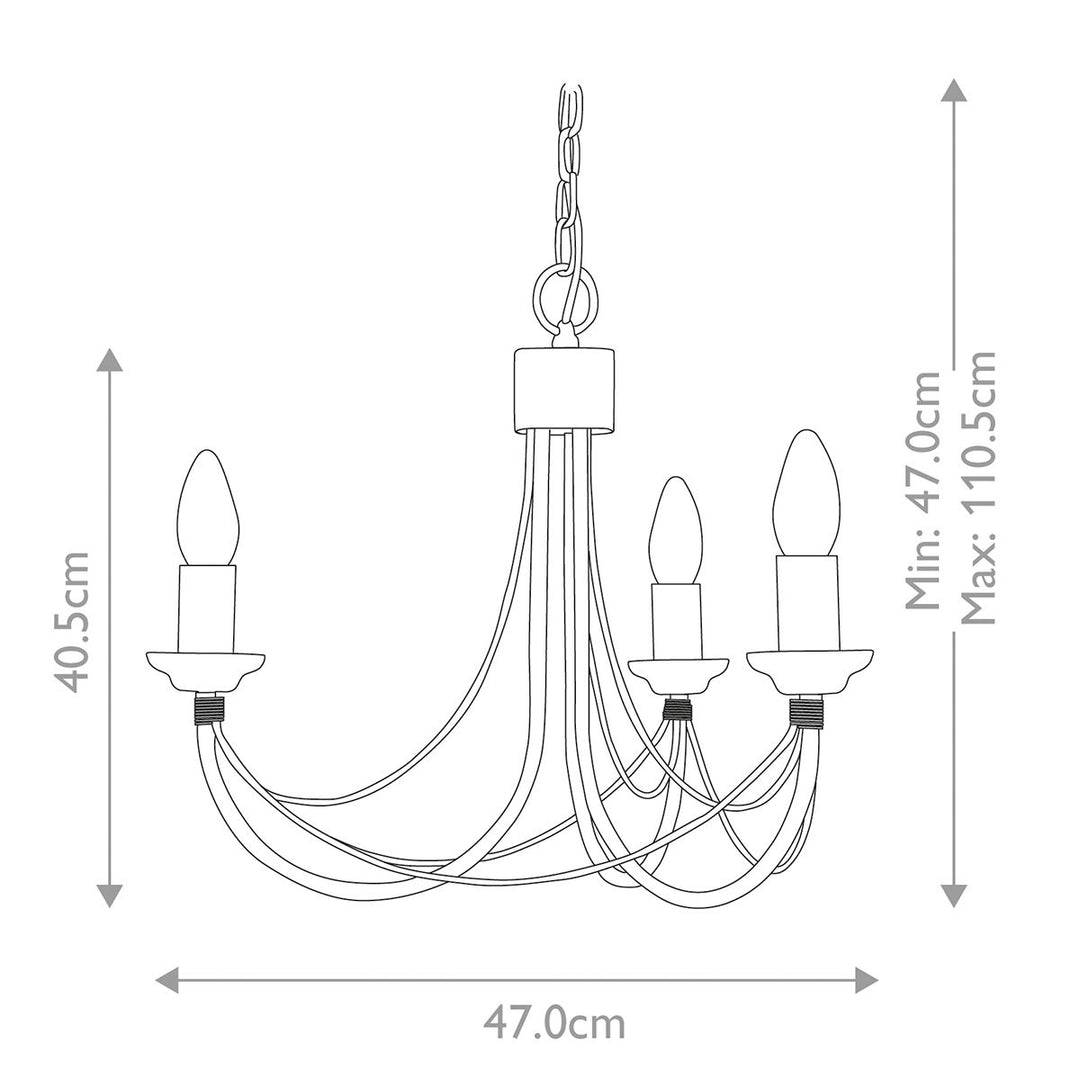 Elstead CB3-BLACK Carisbrooke 3 Light Chandelier Black