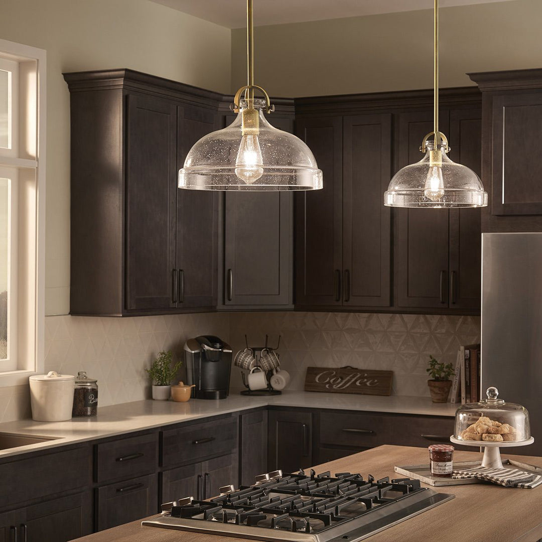 Elstead ELS-HAMPTON-P-PNBR 1 Light Hampton Duo-Mount Pendant Painted Natural Brass
