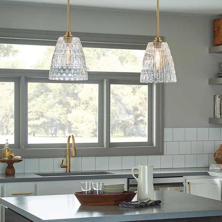 Elstead ELS-WINDSOR-P-PNBR 1 Light Windsor Duo-Mount Pendant Painted Natural Brass