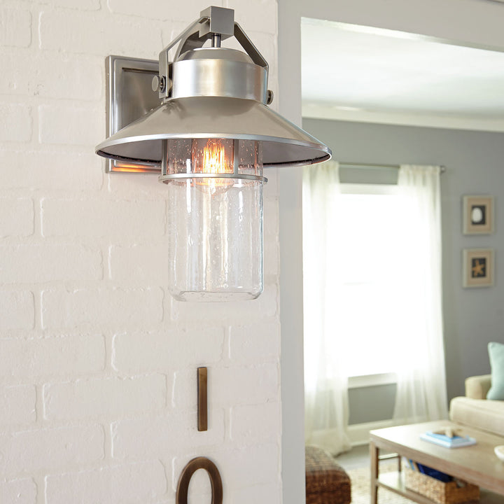 Feiss FE-BOYNTON2-L Boynton 1 Light Large  Outdoor Wall Lantern Painted Brushed Steel