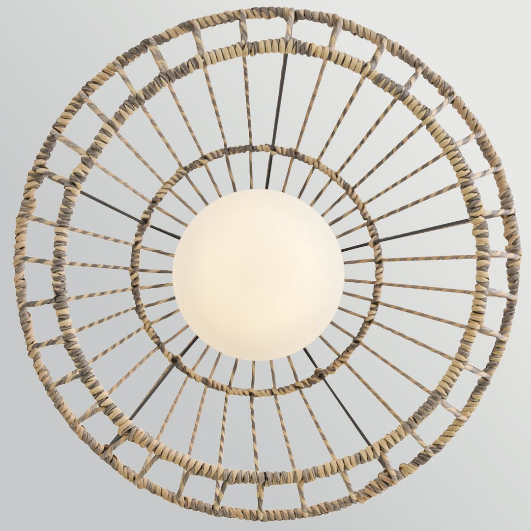 Hinkley HK-ARLEN-P1-L-BK Arlen 1 Light Large Outdoor Pendant Black &amp; Rattan