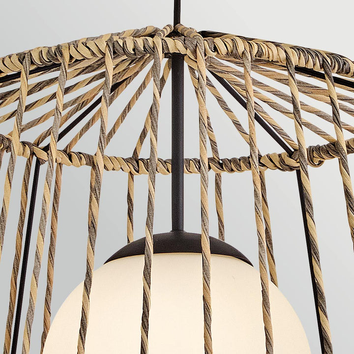 Hinkley HK-ARLEN-P1-L-BK Arlen 1 Light Large Outdoor Pendant Black &amp; Rattan