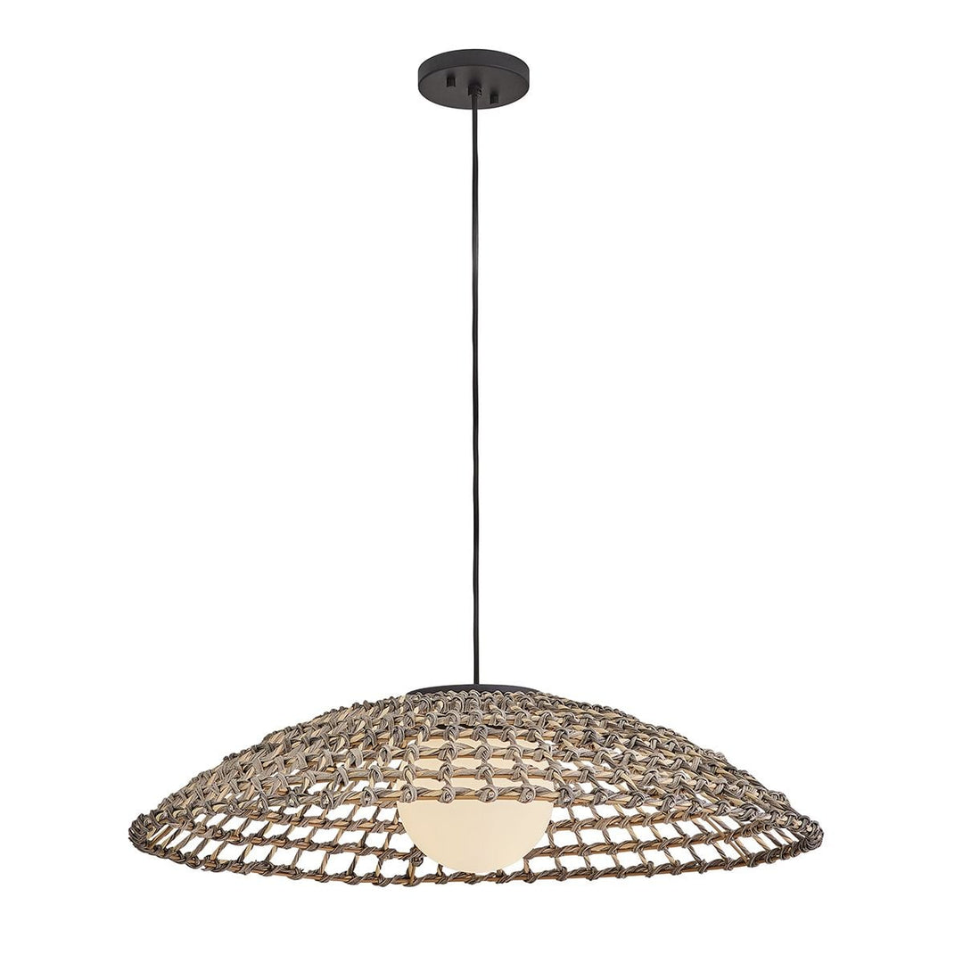 Hinkley HK-ARLEN-P2-L-BK Arlen 1 Light X-Large Outdoor Pendant Black &amp; Rattan