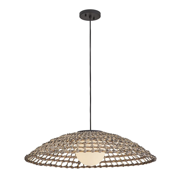 Hinkley HK-ARLEN-P2-L-BK Arlen 1 Light X-Large Outdoor Pendant Black &amp; Rattan