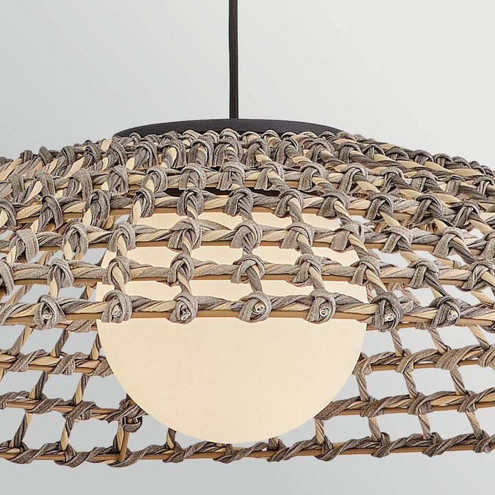 Hinkley HK-ARLEN-P2-L-BK Arlen 1 Light X-Large Outdoor Pendant Black &amp; Rattan