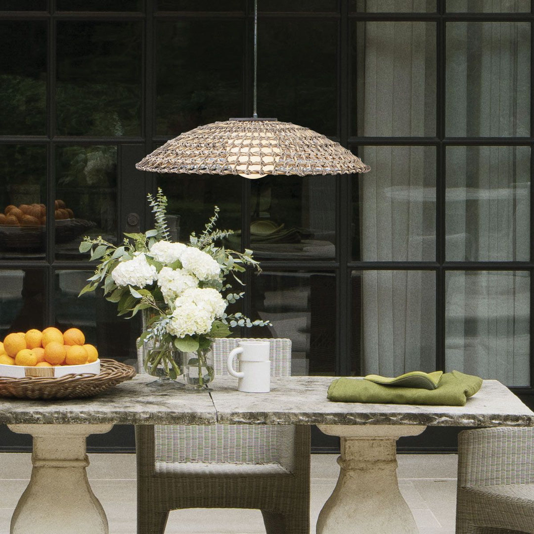Hinkley HK-ARLEN-P2-L-BK Arlen 1 Light X-Large Outdoor Pendant Black &amp; Rattan