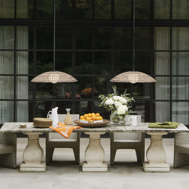 Hinkley HK-ARLEN-P2-L-BK Arlen 1 Light X-Large Outdoor Pendant Black &amp; Rattan