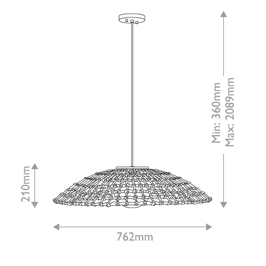Hinkley HK-ARLEN-P2-L-BK Arlen 1 Light X-Large Outdoor Pendant Black &amp; Rattan