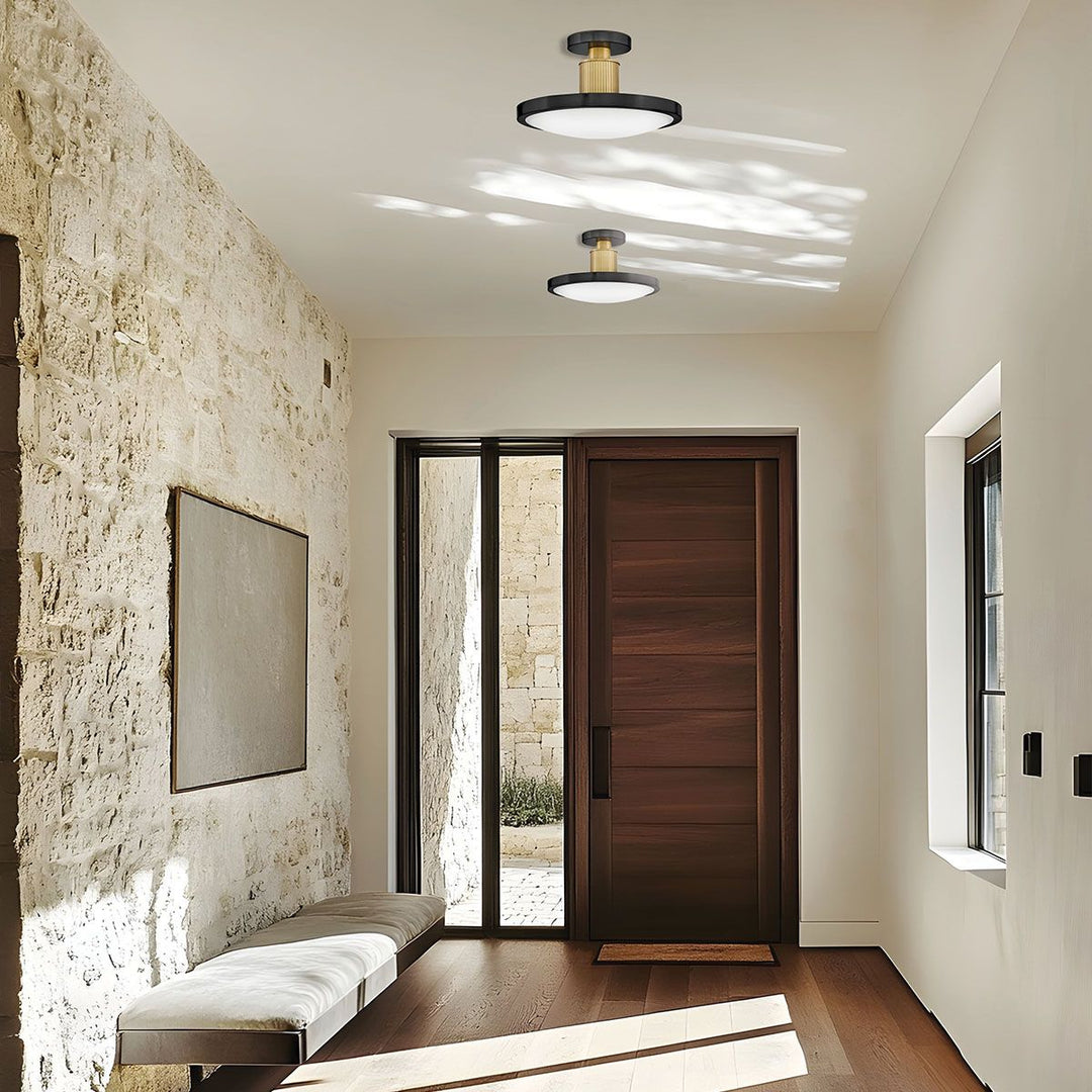 Hinkley HK-KIERAN-LED-SF-BK-LCB Kieran LED Semi-Flush Black &amp; Brass