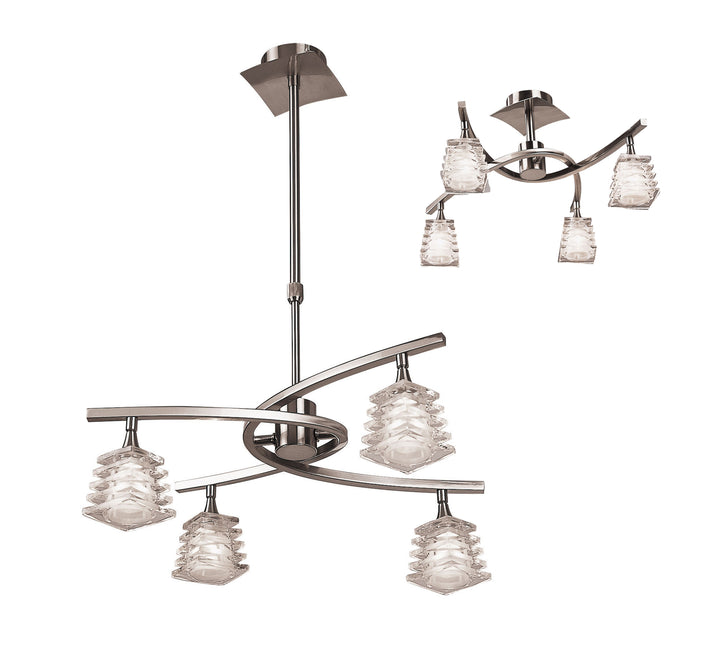 Mantra M0012 Keops Telescopic Pendant Convertible 4 Light Satin Nickel