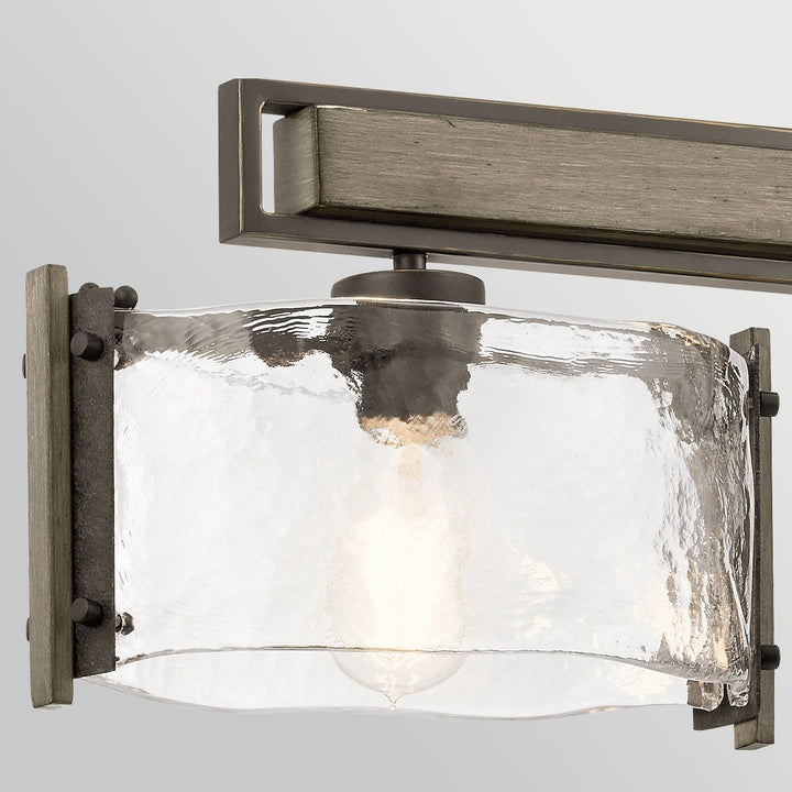 Kichler KL-ABERDEEN-3P-OZ Aberdeen 3 Light Island Chandelier Distressed Grey Wood Effect &amp; Old Bronze