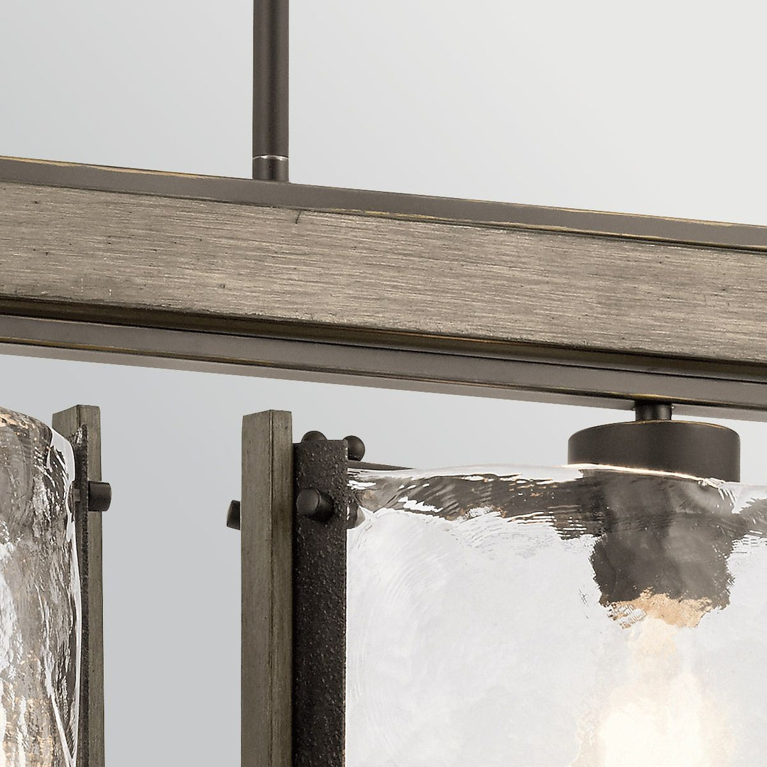 Kichler KL-ABERDEEN-3P-OZ Aberdeen 3 Light Island Chandelier Distressed Grey Wood Effect &amp; Old Bronze