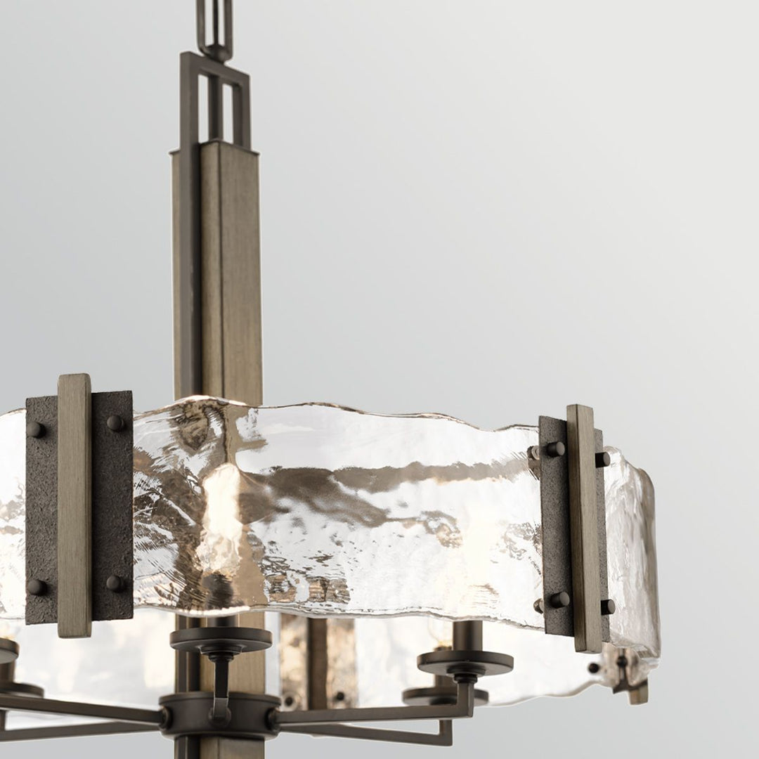 Kichler KL-ABERDEEN6-OZ Aberdeen 6 Light Chandelier Distressed Grey Wood Effect &amp; Old Bronze