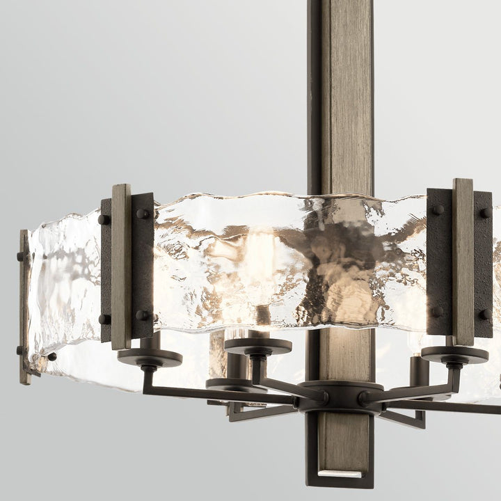 Kichler KL-ABERDEEN6-OZ Aberdeen 6 Light Chandelier Distressed Grey Wood Effect &amp; Old Bronze