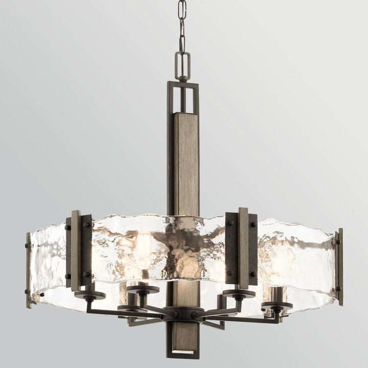 Kichler KL-ABERDEEN6-OZ Aberdeen 6 Light Chandelier Distressed Grey Wood Effect &amp; Old Bronze