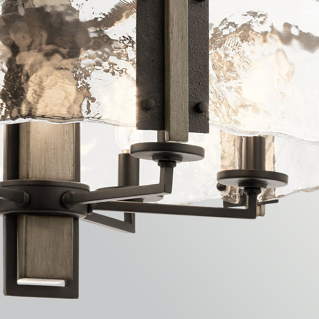 Kichler KL-ABERDEEN6-OZ Aberdeen 6 Light Chandelier Distressed Grey Wood Effect &amp; Old Bronze