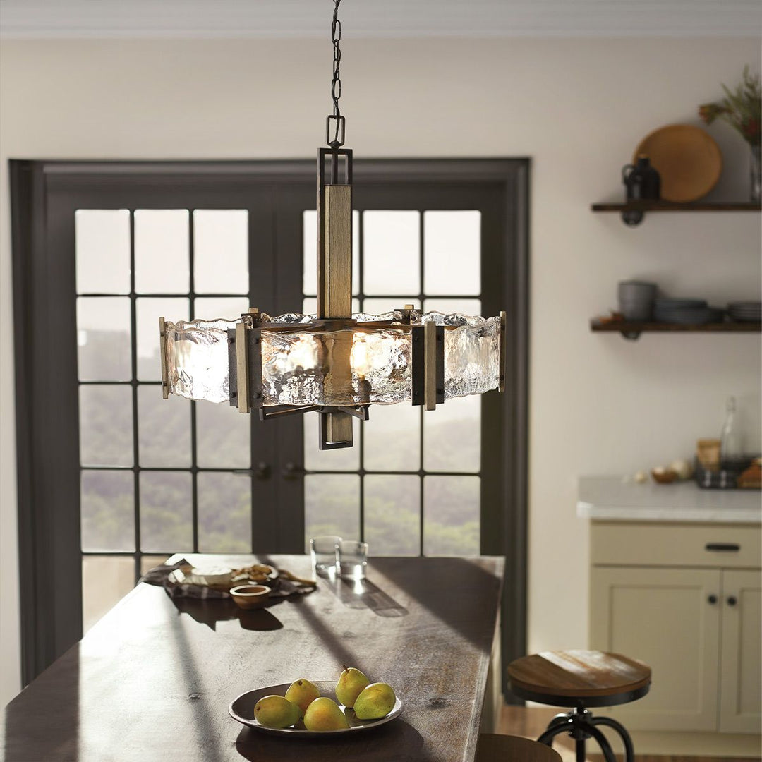 Kichler KL-ABERDEEN6-OZ Aberdeen 6 Light Chandelier Distressed Grey Wood Effect &amp; Old Bronze