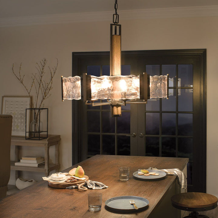 Kichler KL-ABERDEEN6-OZ Aberdeen 6 Light Chandelier Distressed Grey Wood Effect &amp; Old Bronze