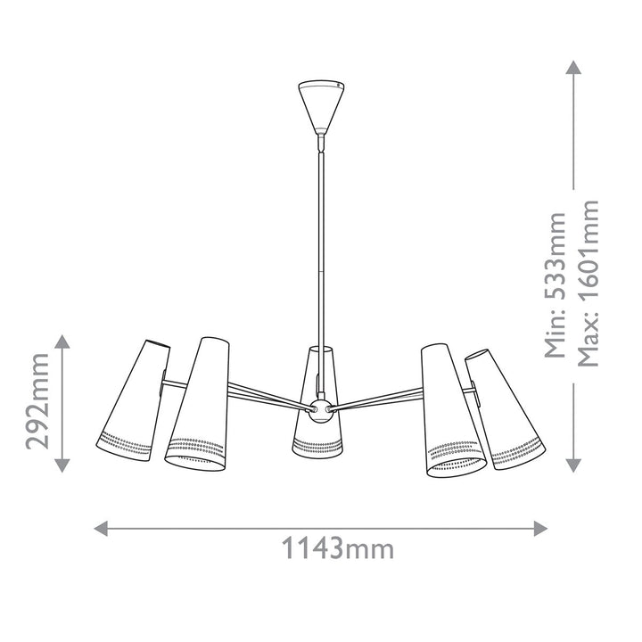 Quintiesse QN-BRICKELL5-MBHL Brickell 5 Light Chandelier Matte Black