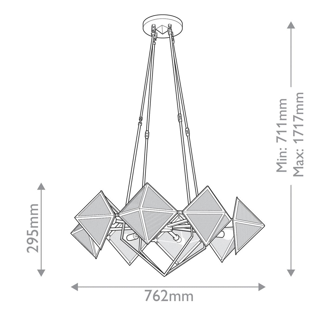 Quintiesse QN-CAIRO8-VBS-CR Cairo 8 Light Chandelier Vintage Brass
