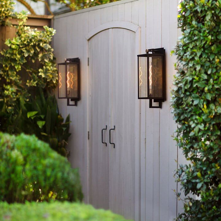 Quintiesse QN-CATALINA-L Catalina 1 Light Outdoor Large Wall Lantern Black with Burnished Bronze accents