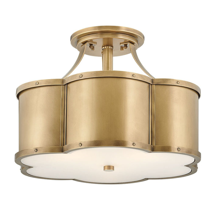 Quintiesse QN-CHANCE-SF-M-HB Chance 3 Light Medium Semi-Flush Heritage Brass