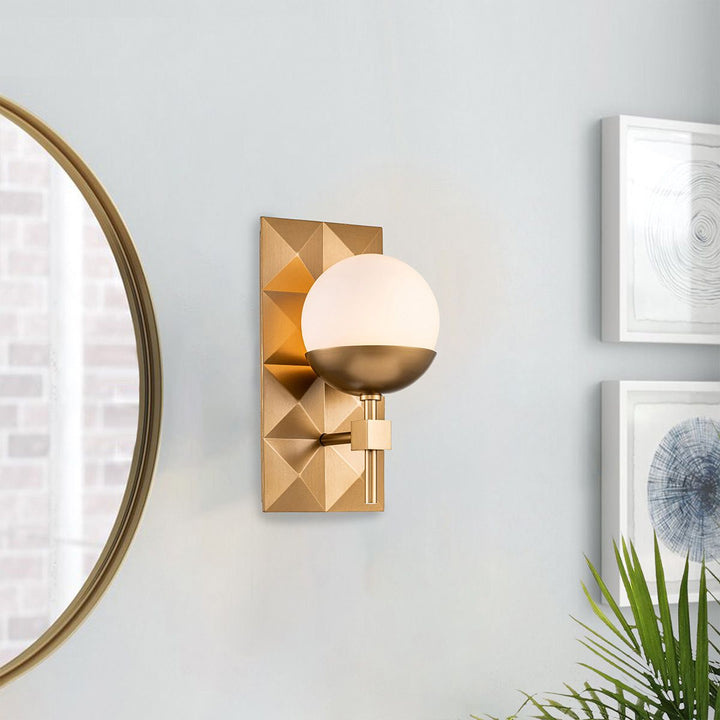 Quintiesse QN-DECO-1WB-AB-O Deco Bathroom 1 Light Wall Light Laquered Gold