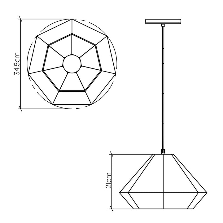 Quintiesse QN-DIAMOND-P-S-TEAK Diamond Pendant Light Teak