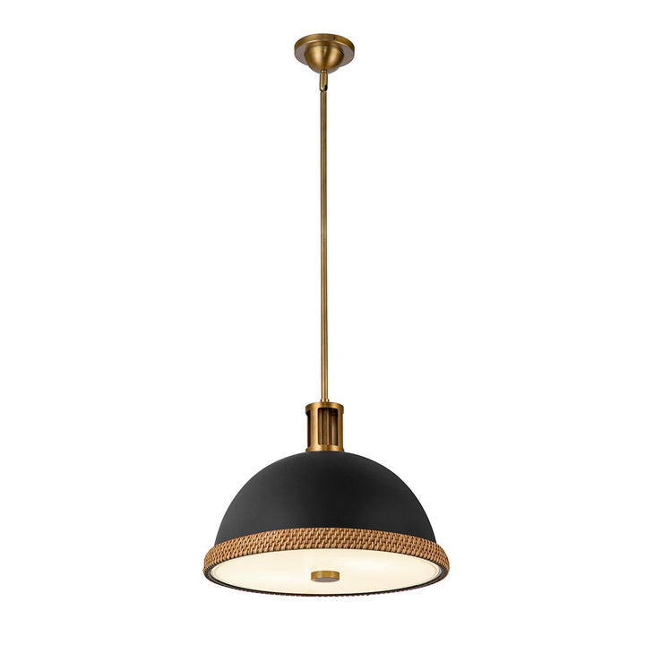 Quintiesse QN-DORAL-P-M-BK Doral 2 Light Pendant Matte Black/Vintage Brass