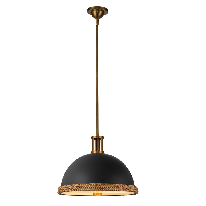 Quintiesse QN-DORAL-P-M-BK Doral 2 Light Pendant Matte Black/Vintage Brass