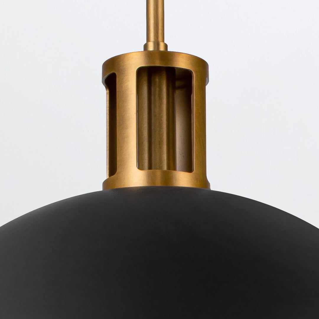 Quintiesse QN-DORAL-P-M-BK Doral 2 Light Pendant Matte Black/Vintage Brass